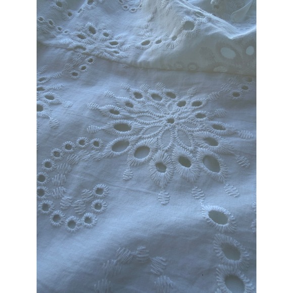 7 For All Mankind White Eyelet Puff Sleeve Mini Dress L Coquette Cottagecore - Picture 3 of 10